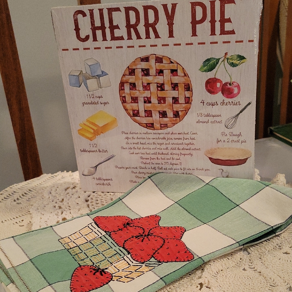 🍒Cherry Pie Recipe Wall Art/ Kitchen Towel🍓